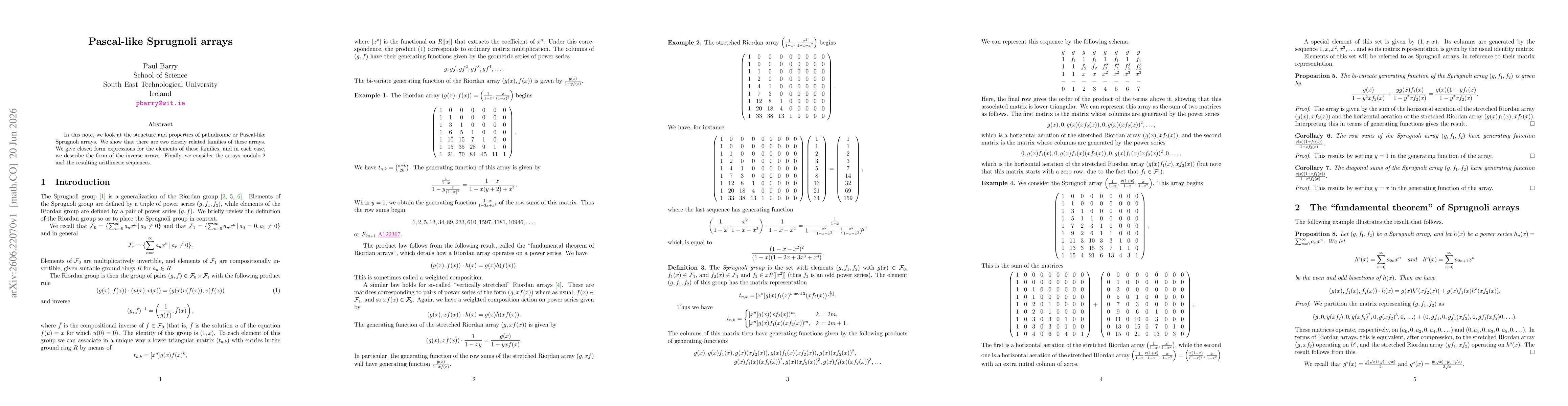 Thumbnail for Pascal-like Sprugnoli arrays