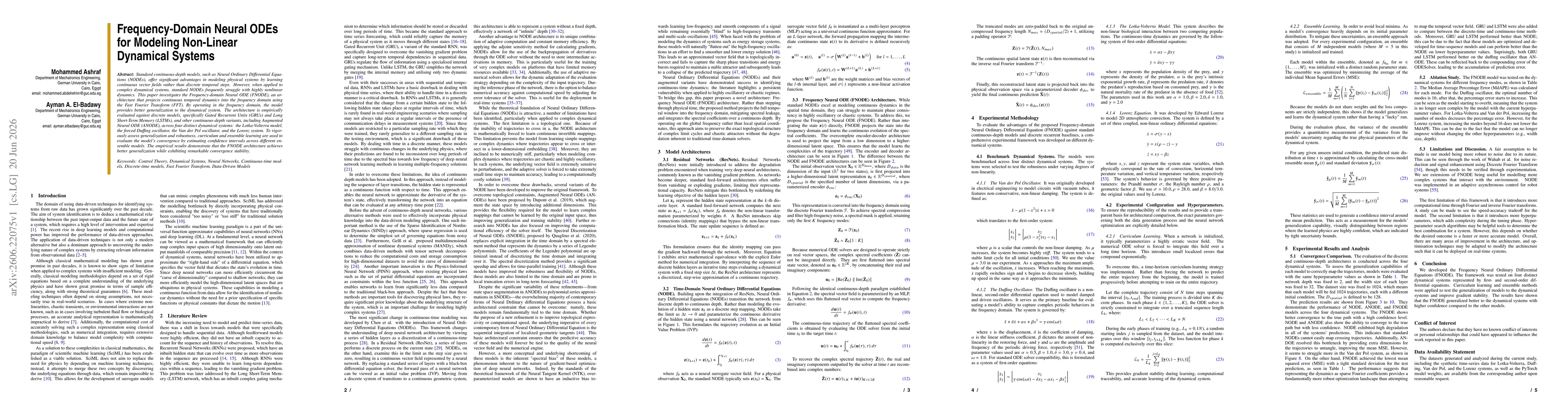 Thumbnail for Frequency-Domain Neural ODEs for Modeling Non-Linear Dynamical Systems