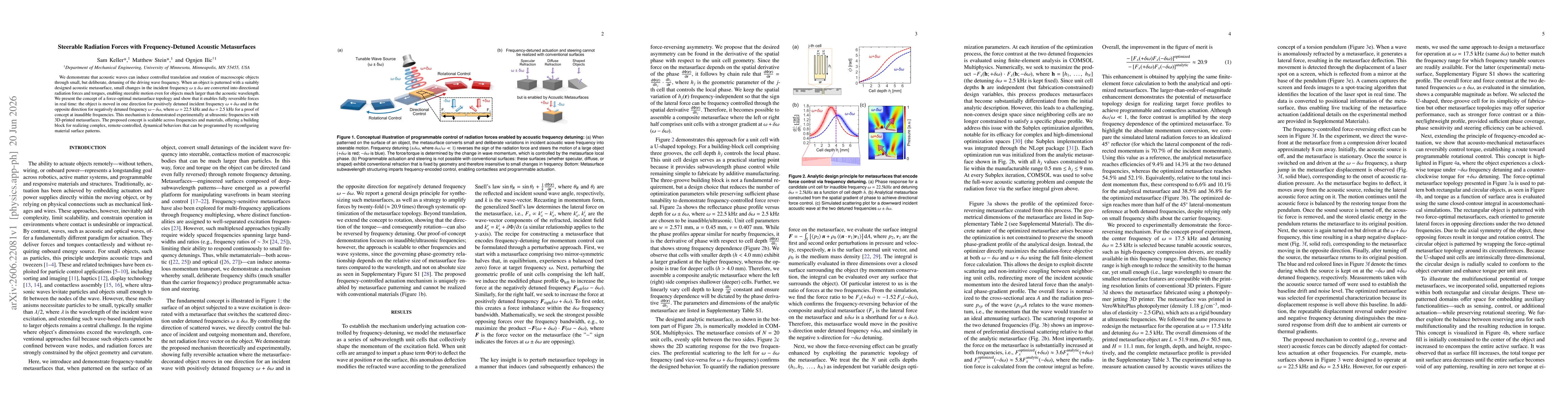 Thumbnail for Steerable Radiation Forces with Frequency-Detuned Acoustic Metasurfaces