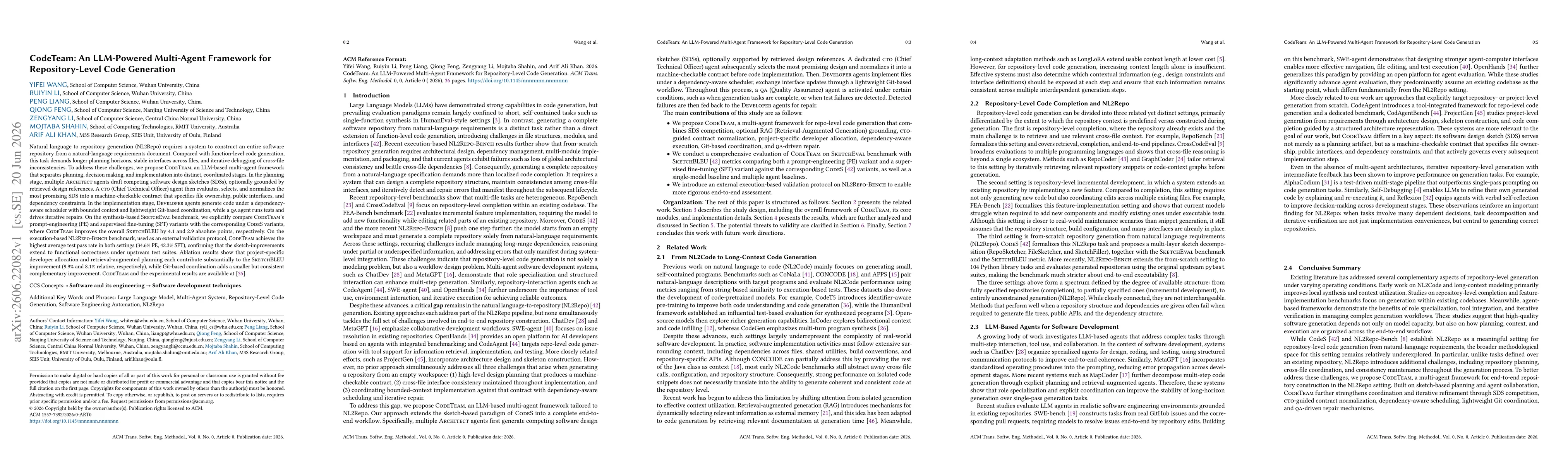 Thumbnail for CodeTeam: An LLM-Powered Multi-Agent Framework for Repository-Level Code Generation