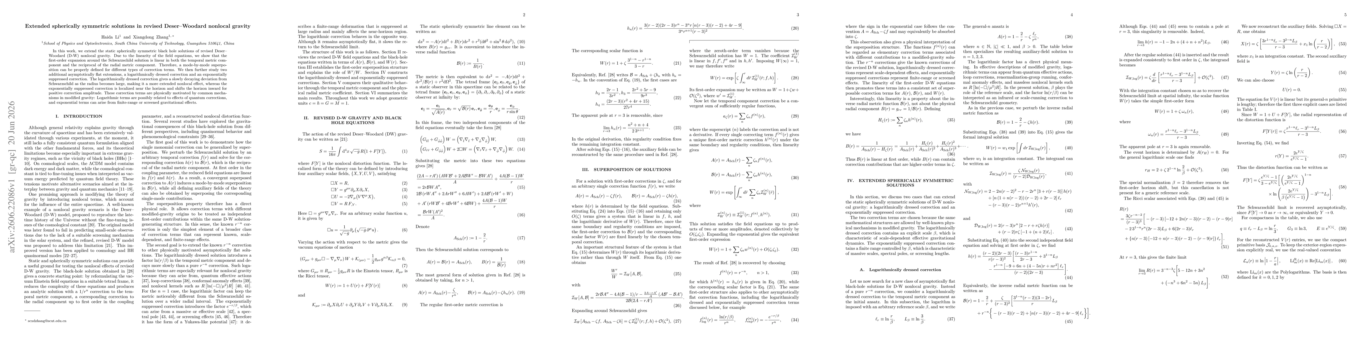Thumbnail for Extended spherically symmetric solutions in revised Deser--Woodard nonlocal gravity