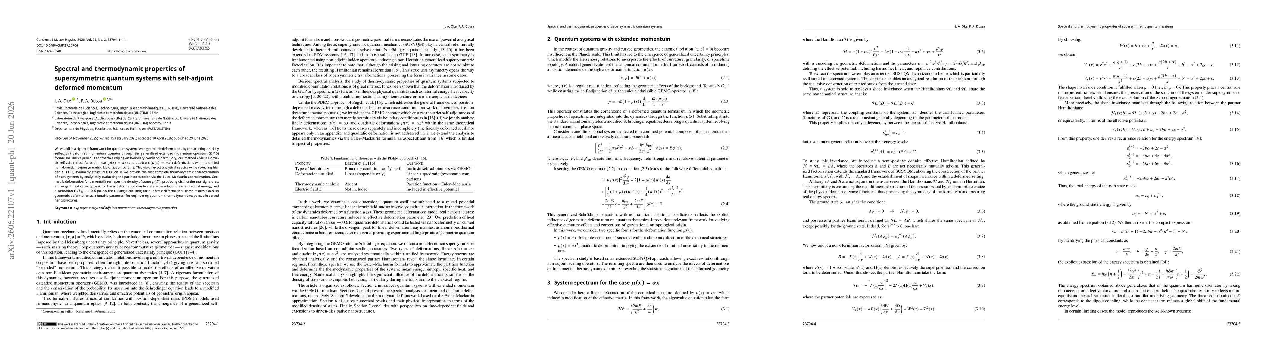 Thumbnail for Spectral and thermodynamic properties of supersymmetric quantum systems with self-adjoint deformed momentum
