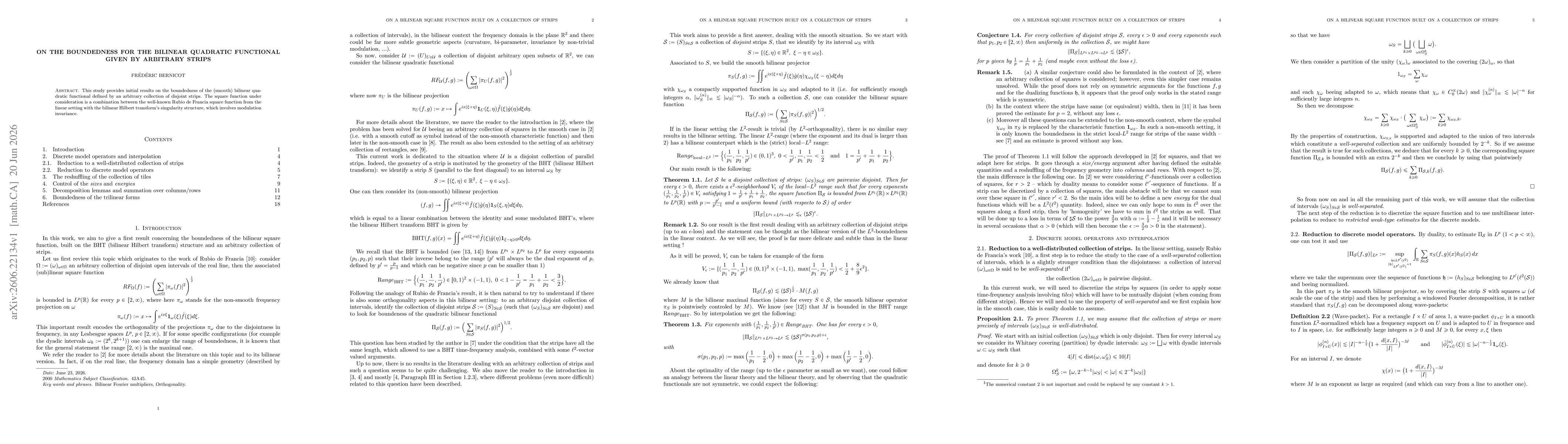 Thumbnail for On the boundedness for the bilinear quadratic functional given by arbitrary strips
