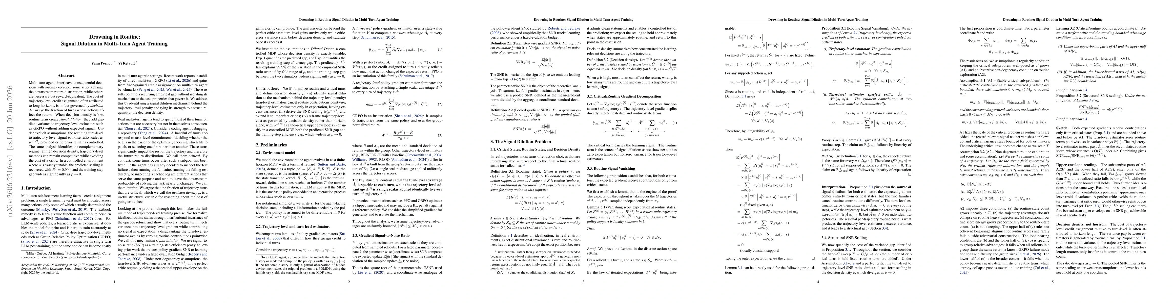 Thumbnail for Drowning in Routine: Signal Dilution in Multi-Turn Agent Training