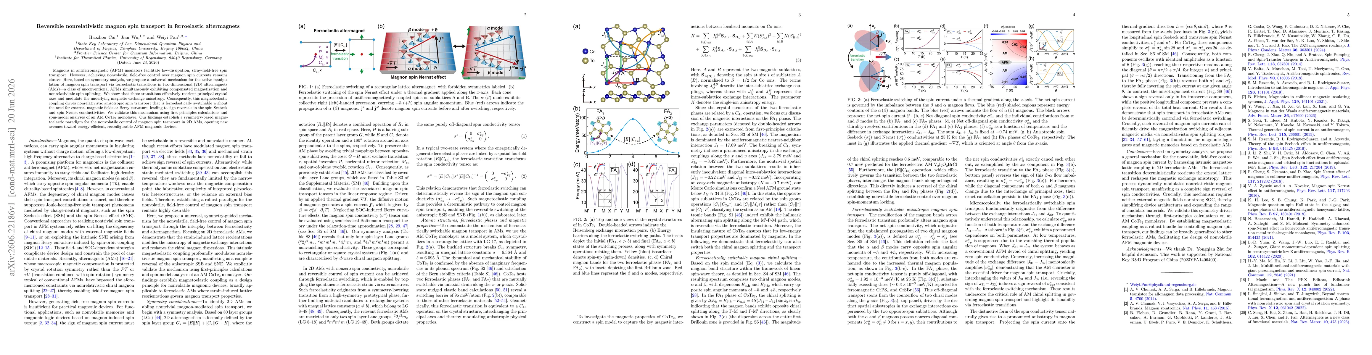 Thumbnail for Reversible nonrelativistic magnon spin transport in ferroelastic altermagnets