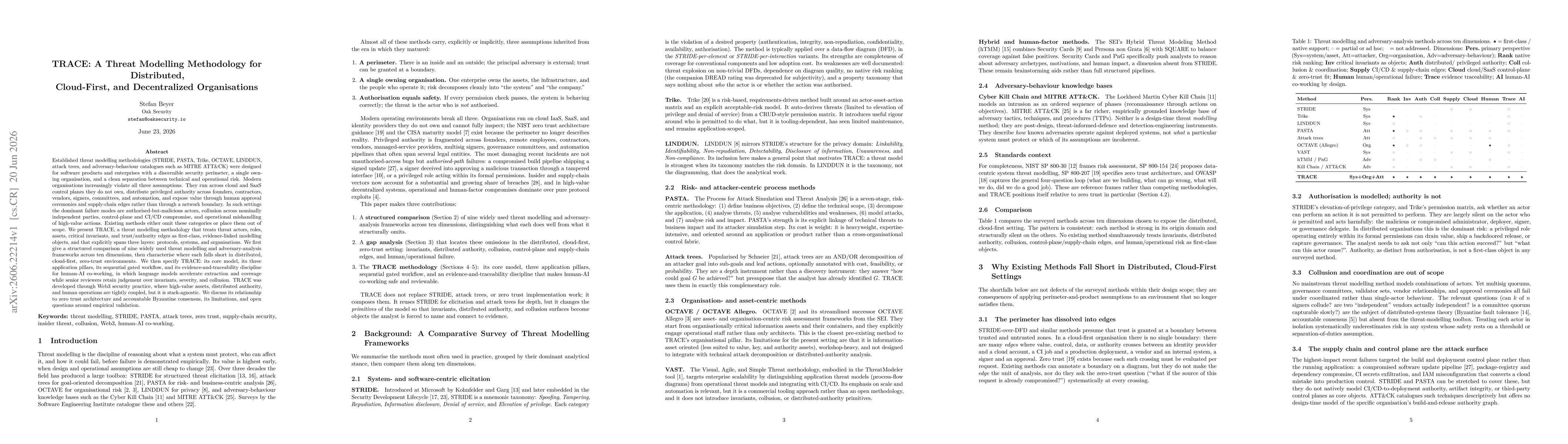 Thumbnail for TRACE: A Threat Modelling Methodology for Distributed, Cloud-First, and Decentralized Organisations