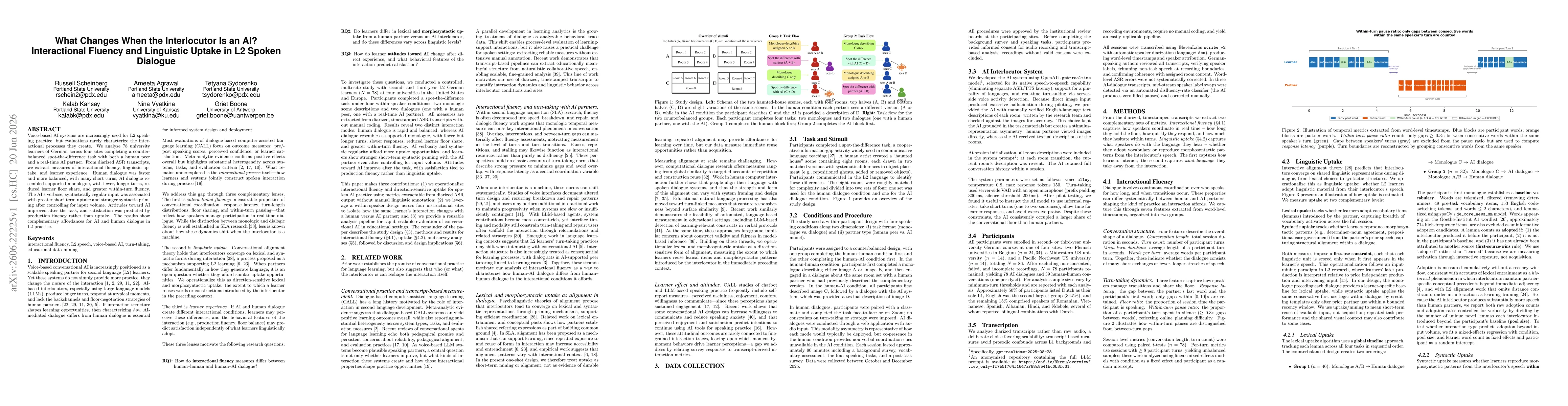 Thumbnail for What Changes When the Interlocutor Is an AI? Interactional Fluency and Linguistic Uptake in L2 Spoken Dialogue