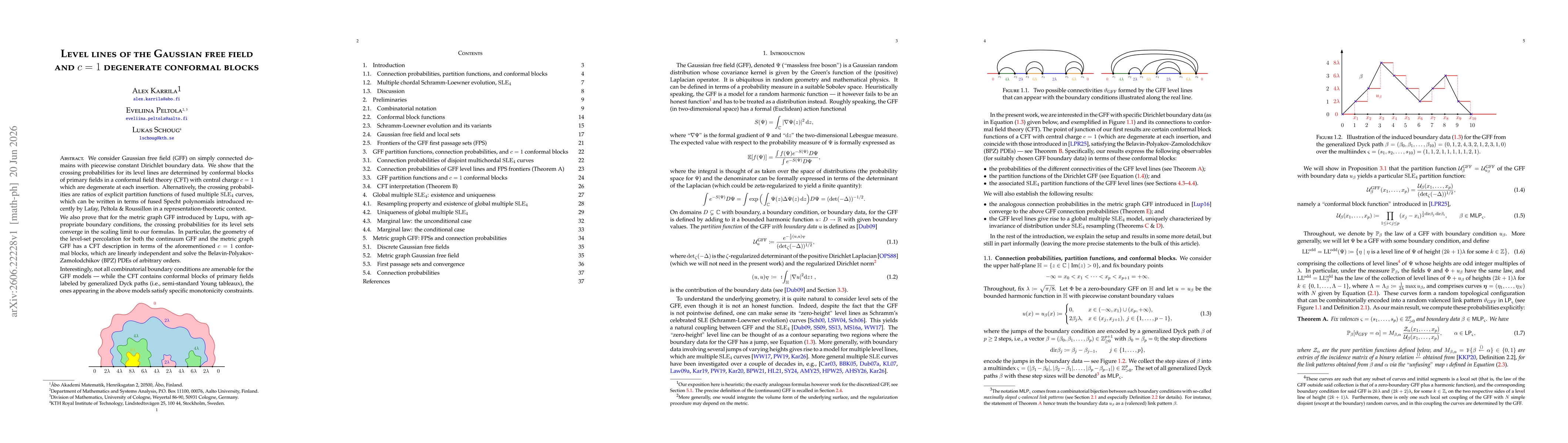 Thumbnail for Level lines of the Gaussian free field and $c=1$ degenerate conformal blocks