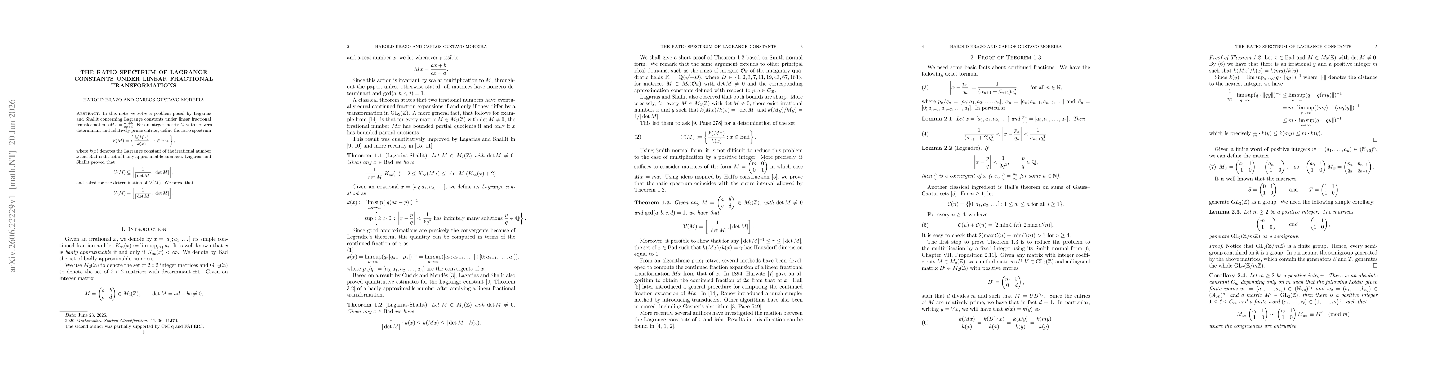 Thumbnail for The ratio spectrum of Lagrange constants under linear fractional transformations