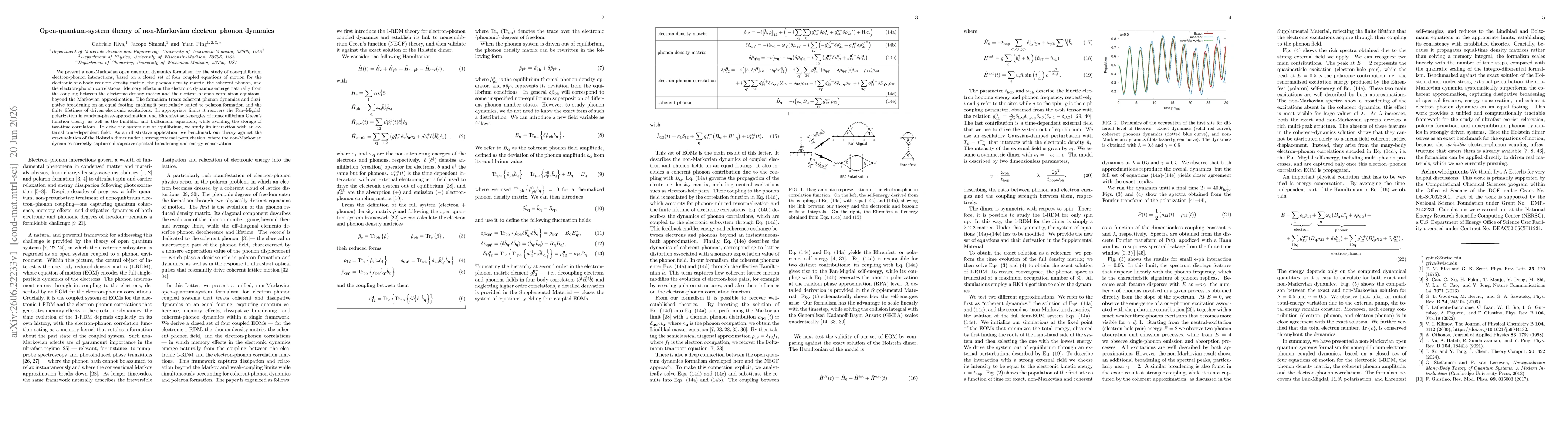 Thumbnail for Open-quantum-system theory of non-Markovian electron-phonon dynamics