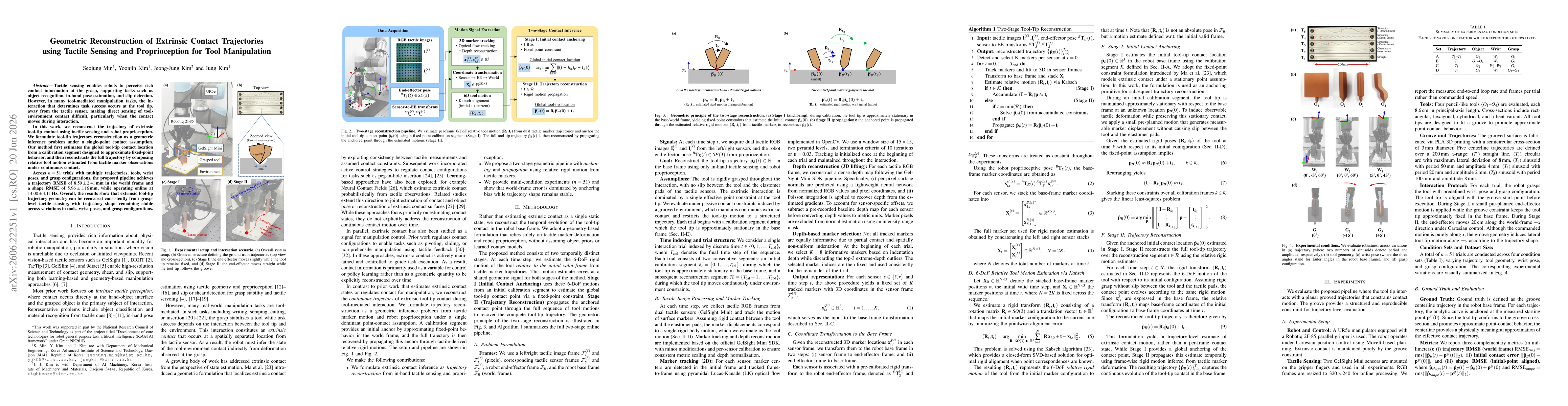 Thumbnail for Geometric Reconstruction of Extrinsic Contact Trajectories using Tactile Sensing and Proprioception for Tool Manipulation