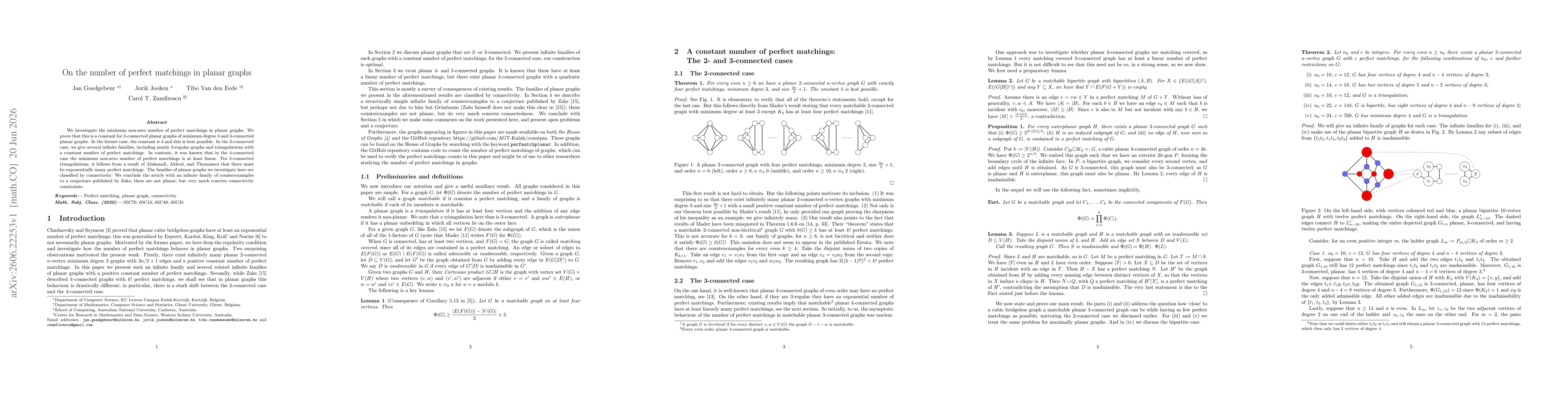 Thumbnail for On the number of perfect matchings in planar graphs