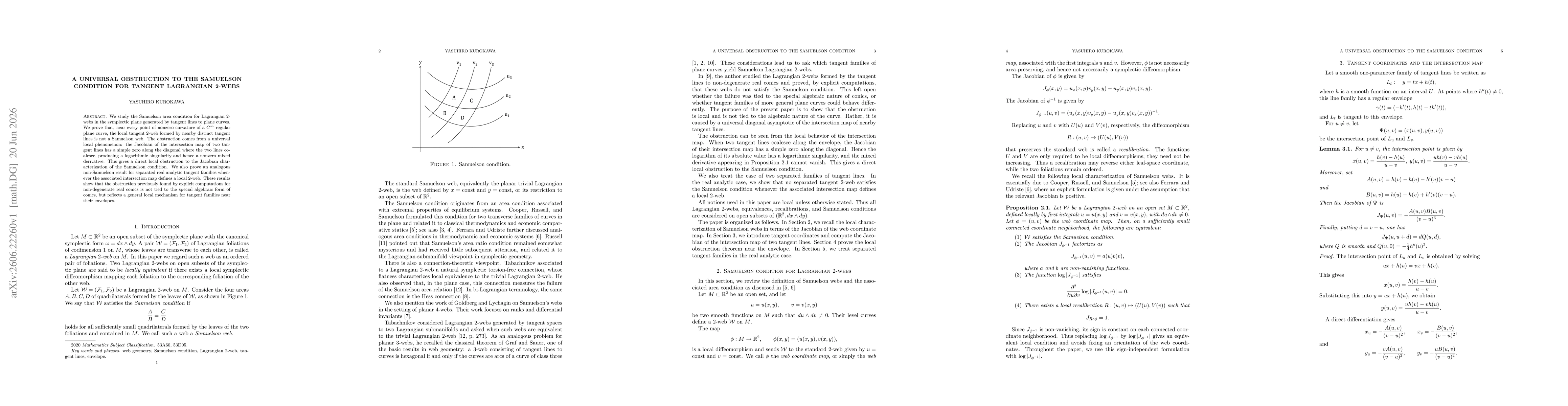 Thumbnail for A Universal Obstruction to the Samuelson Condition for Tangent Lagrangian 2-Webs