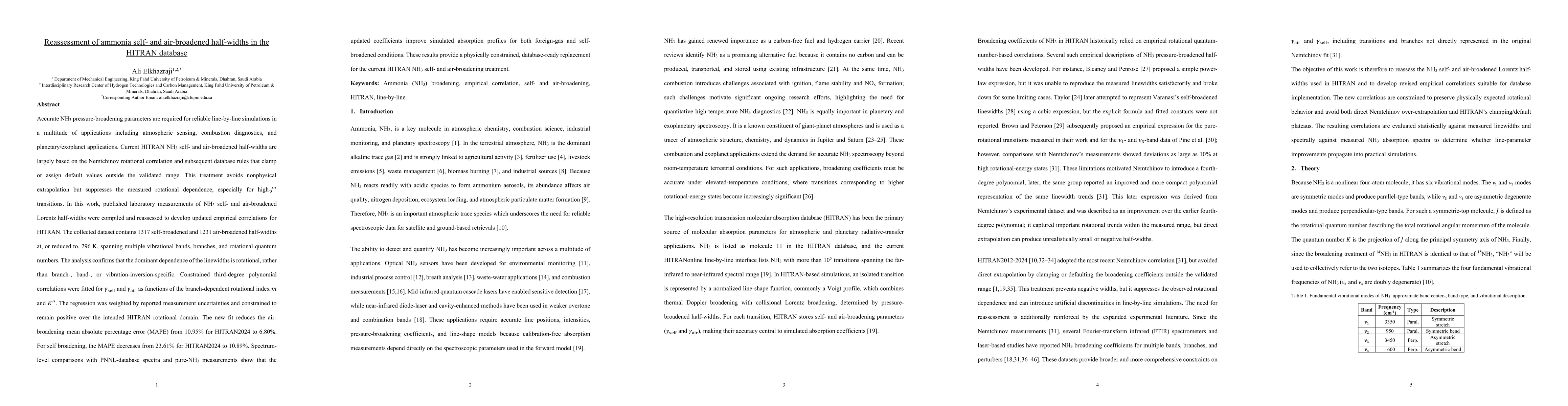Thumbnail for Reassessment of ammonia self- and air-broadened half-widths in the HITRAN database
