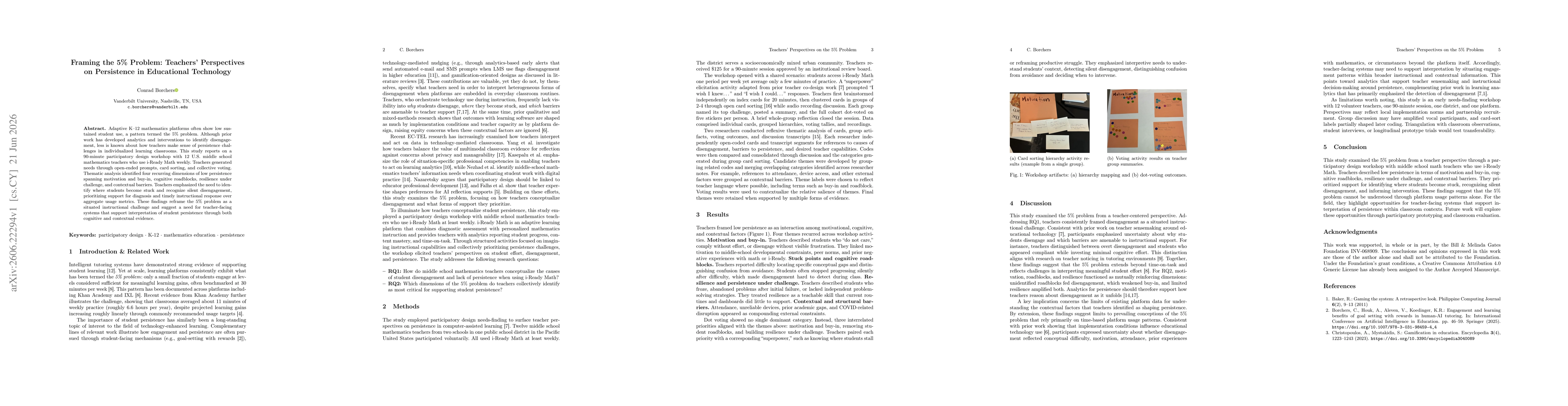 Thumbnail for Framing the 5% Problem: Teachers' Perspectives on Persistence in Educational Technology