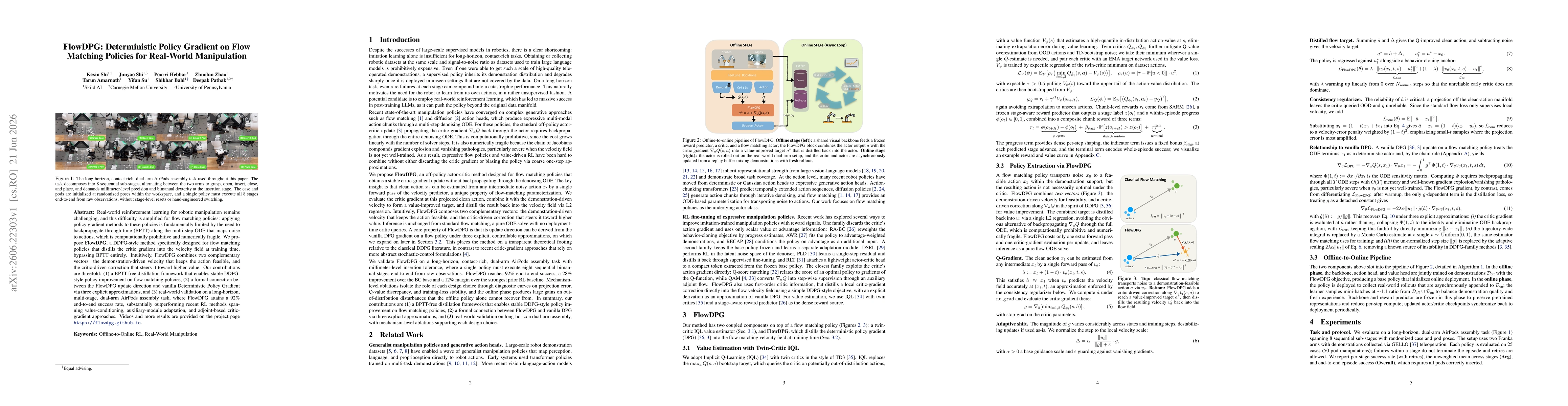 Thumbnail for FlowDPG: Deterministic Policy Gradient on Flow Matching Policies for Real-World Manipulation