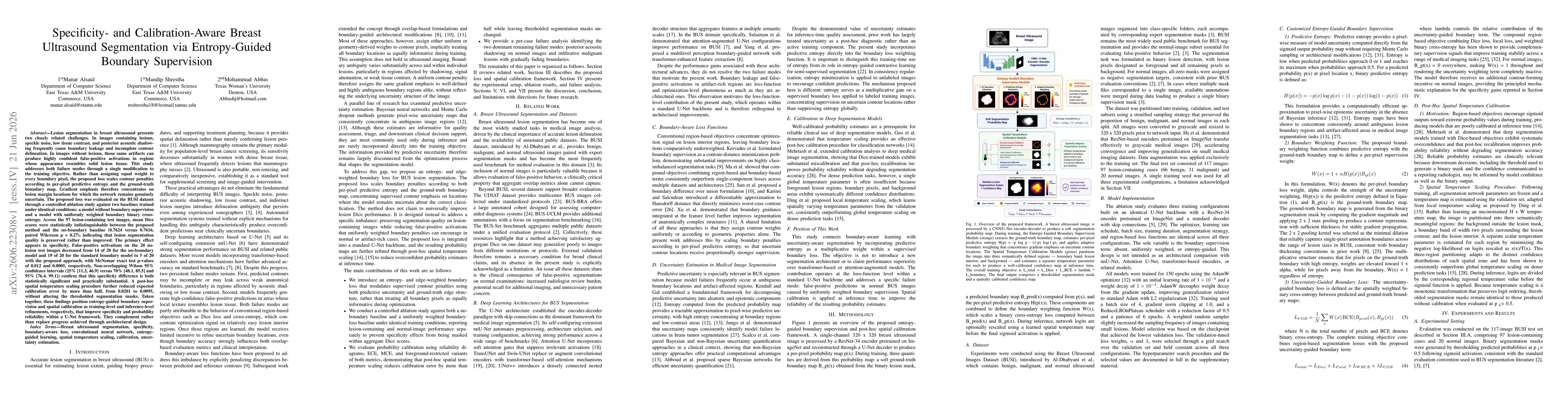 Thumbnail for Specificity- and Calibration-Aware Breast Ultrasound Segmentation via Entropy-Guided Boundary Supervision