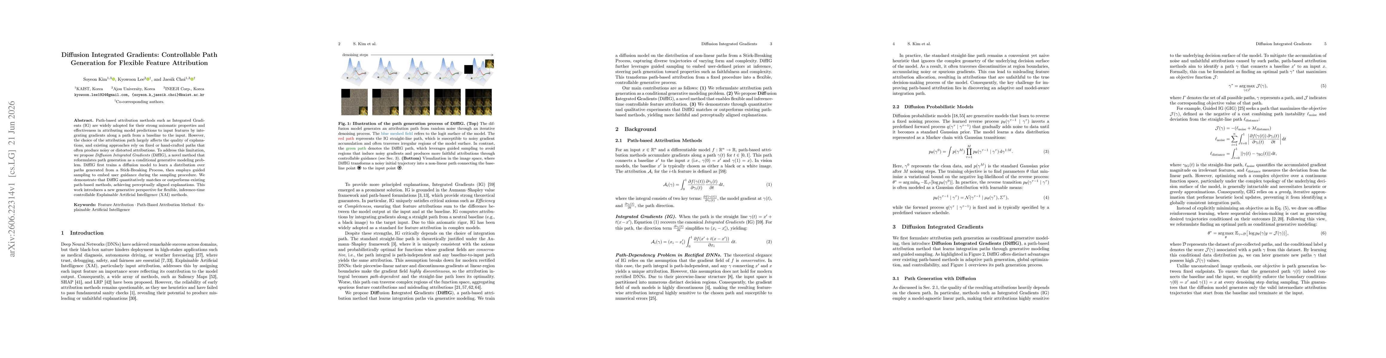 Thumbnail for Diffusion Integrated Gradients: Controllable Path Generation for Flexible Feature Attribution