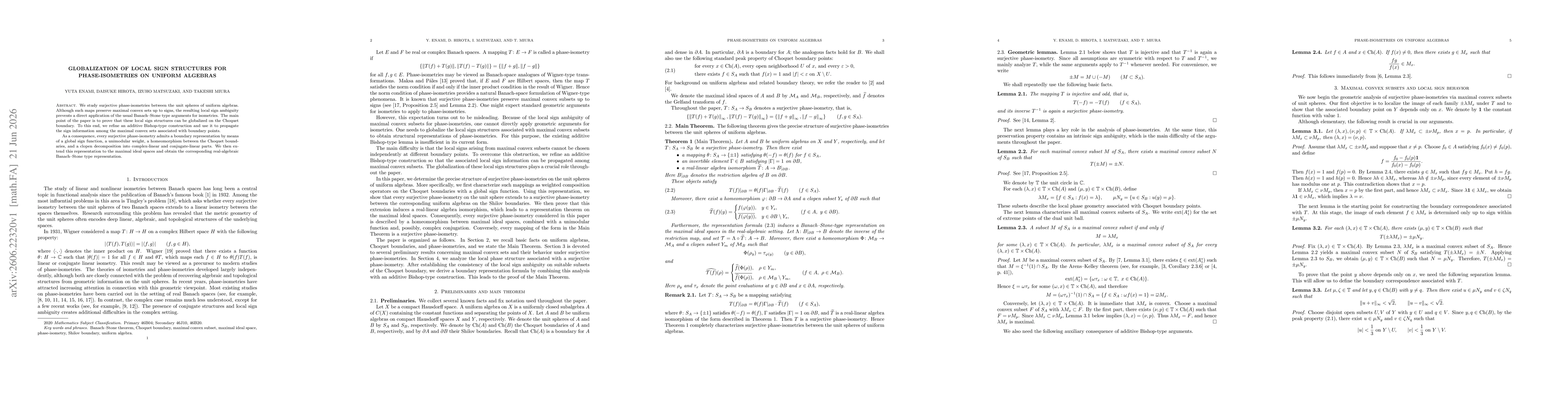 Thumbnail for Globalization of local sign structures for phase-isometries on uniform algebras