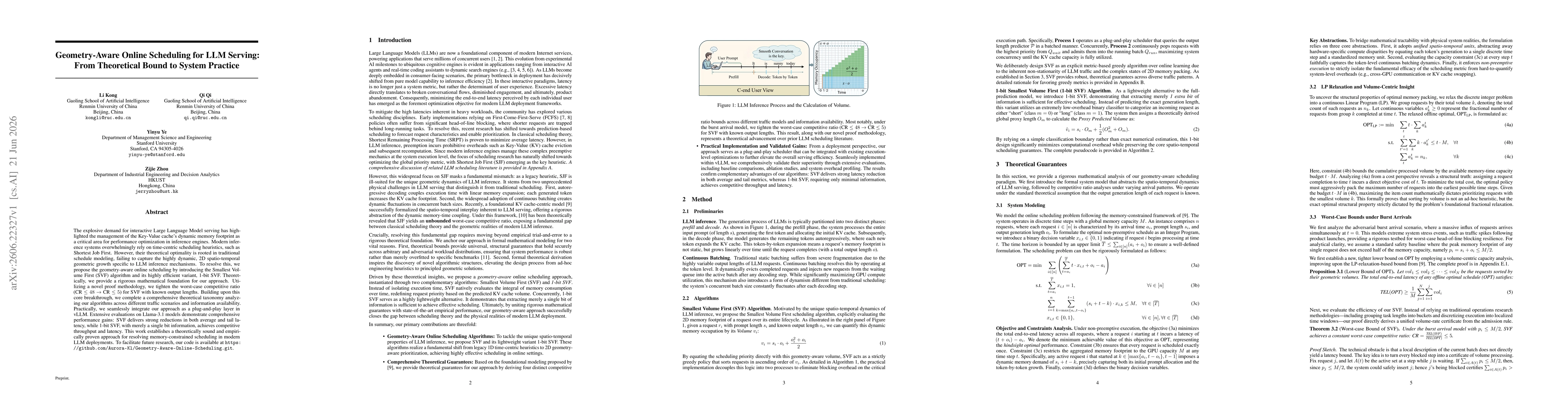 Thumbnail for Geometry-Aware Online Scheduling for LLM Serving: From Theoretical Bound to System Practice