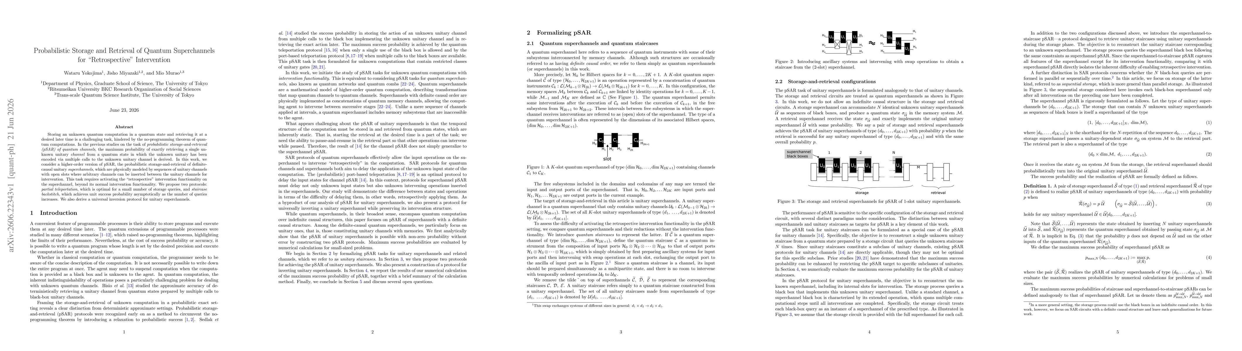 Thumbnail for Probabilistic Storage and Retrieval of Quantum Superchannels for "Retrospective'' Intervention