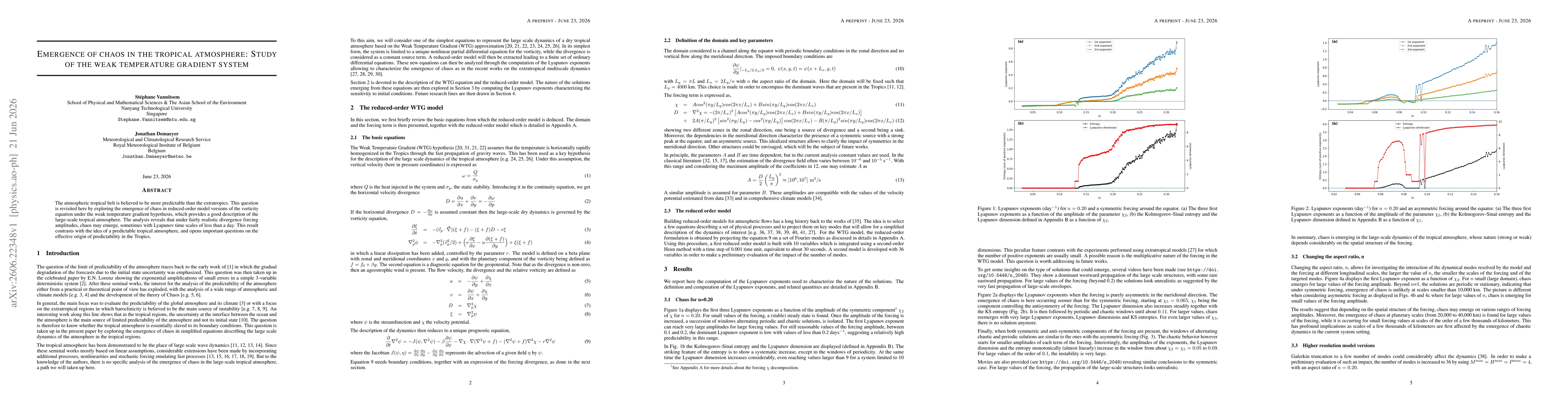 Thumbnail for Emergence of Chaos in the Tropical Atmosphere: Study of the Weak Temperature Gradient System
