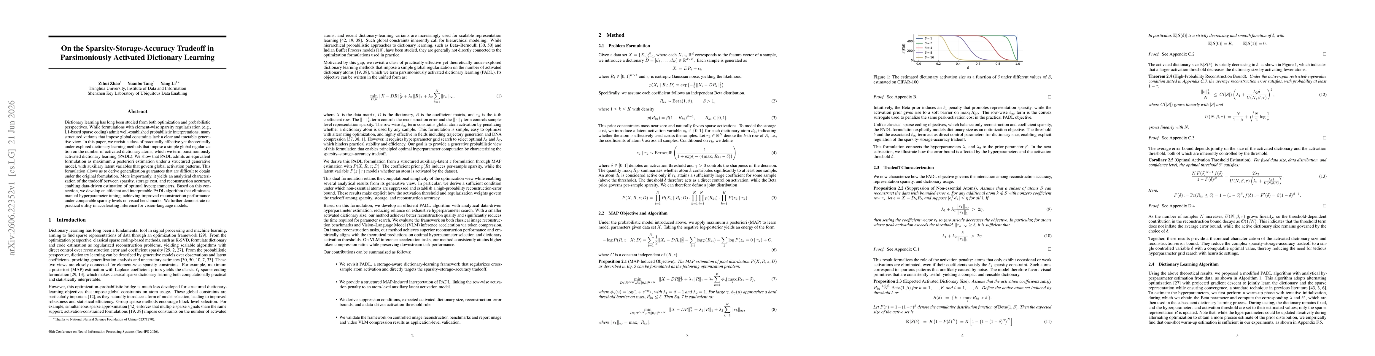 Thumbnail for On the Sparsity-Storage-Accuracy Tradeoff in Parsimoniously Activated Dictionary Learning