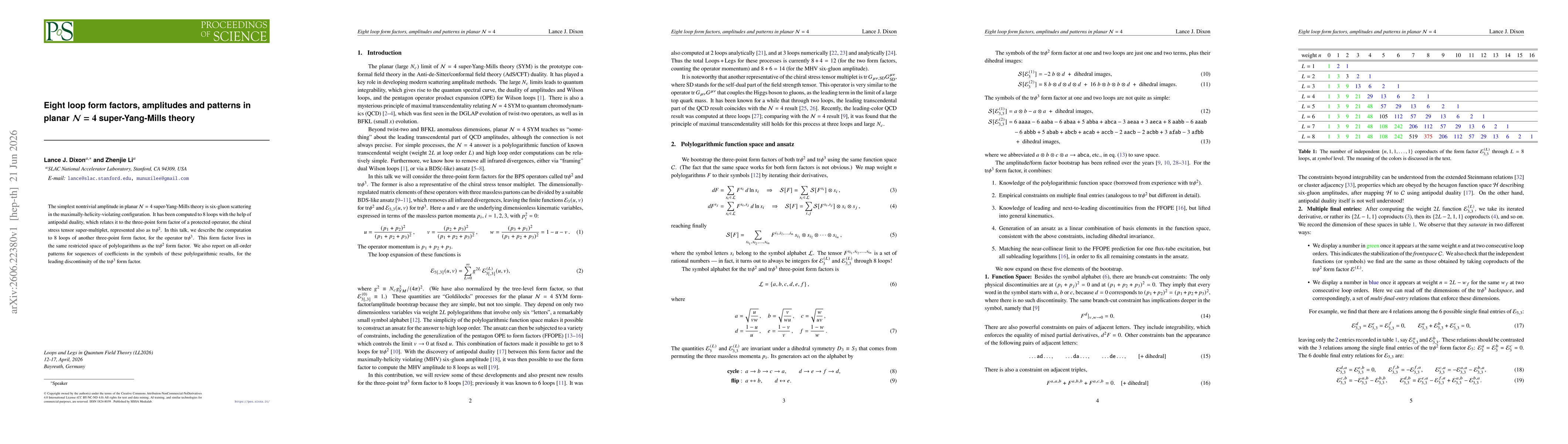 Thumbnail for Eight loop form factors, amplitudes and patterns in planar $\mathcal{N}=4$ super-Yang-Mills theory