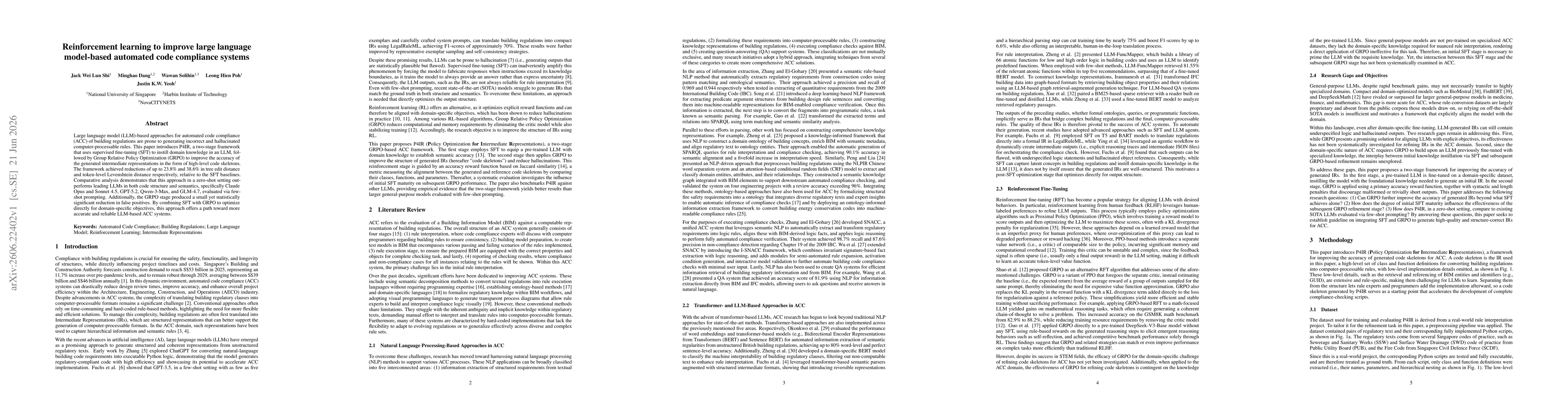 Thumbnail for Reinforcement learning to improve large language model-based automated code compliance systems
