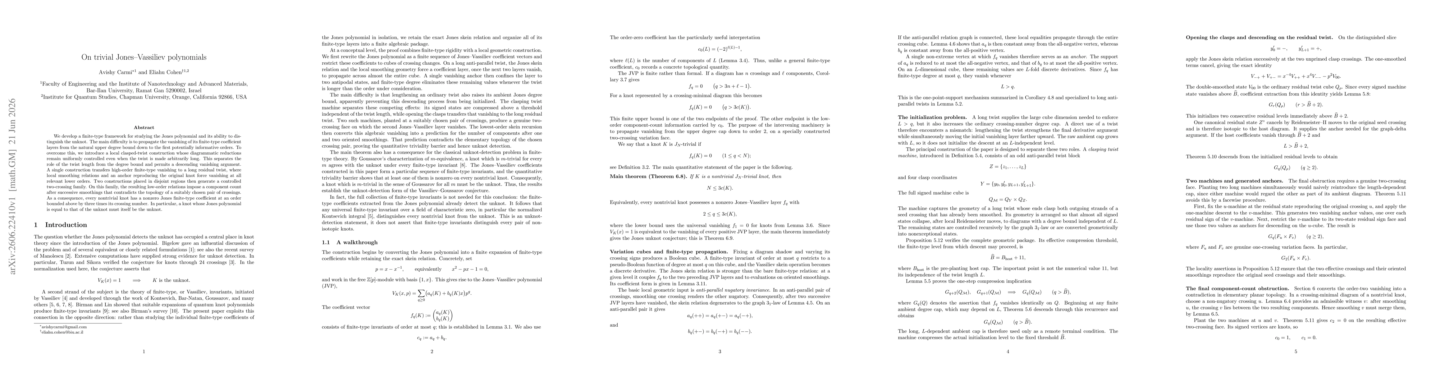 Thumbnail for On trivial Jones--Vassiliev polynomials