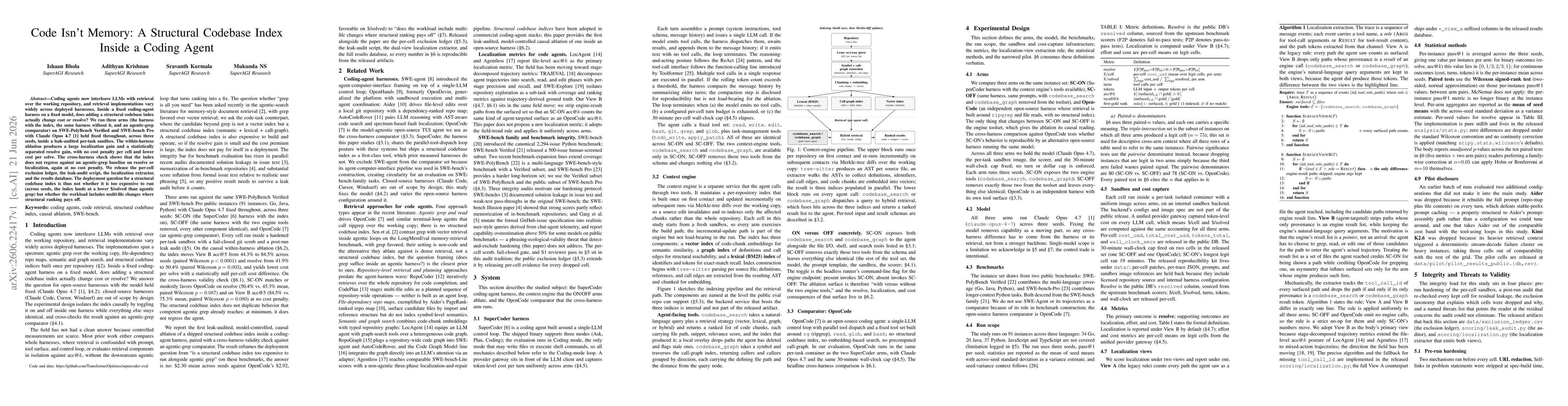 Thumbnail for Code Isn't Memory: A Structural Codebase Index Inside a Coding Agent