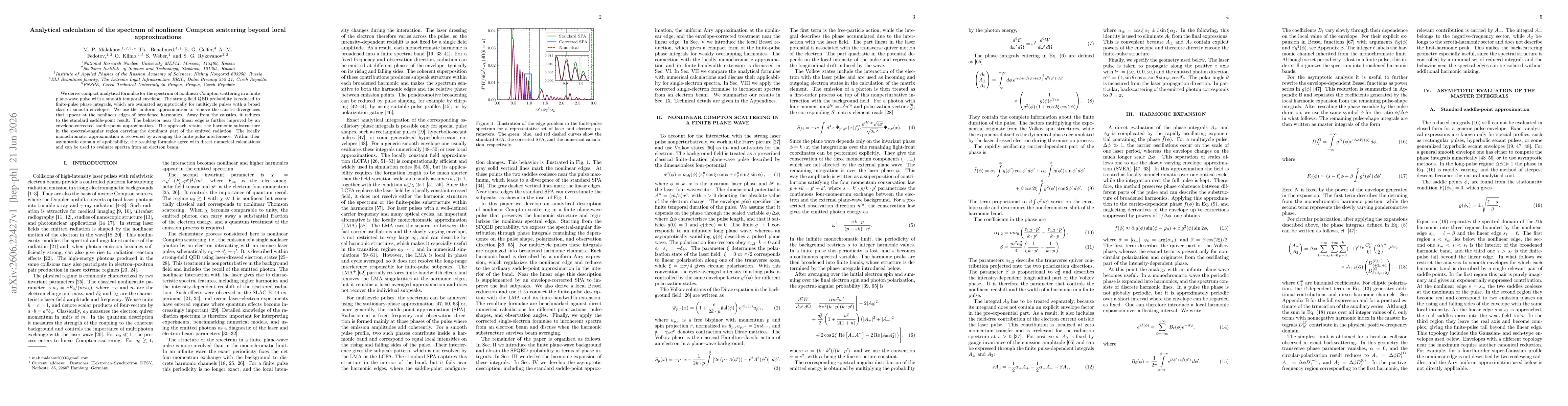 Thumbnail for Analytical calculation of the spectrum of nonlinear Compton scattering beyond local approximations
