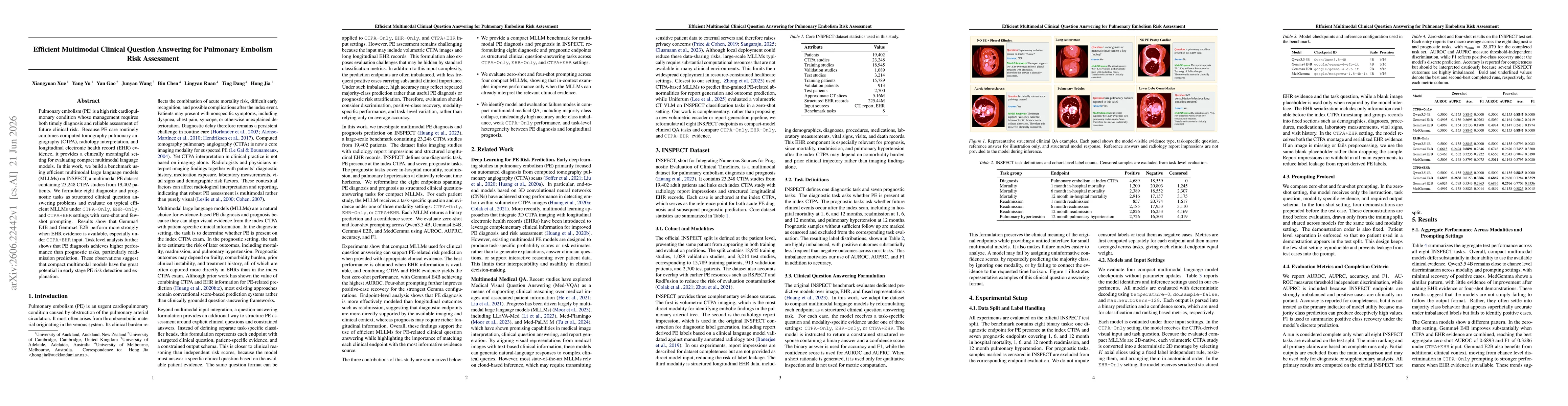 Thumbnail for Efficient Multimodal Clinical Question Answering for Pulmonary Embolism Risk Assessment