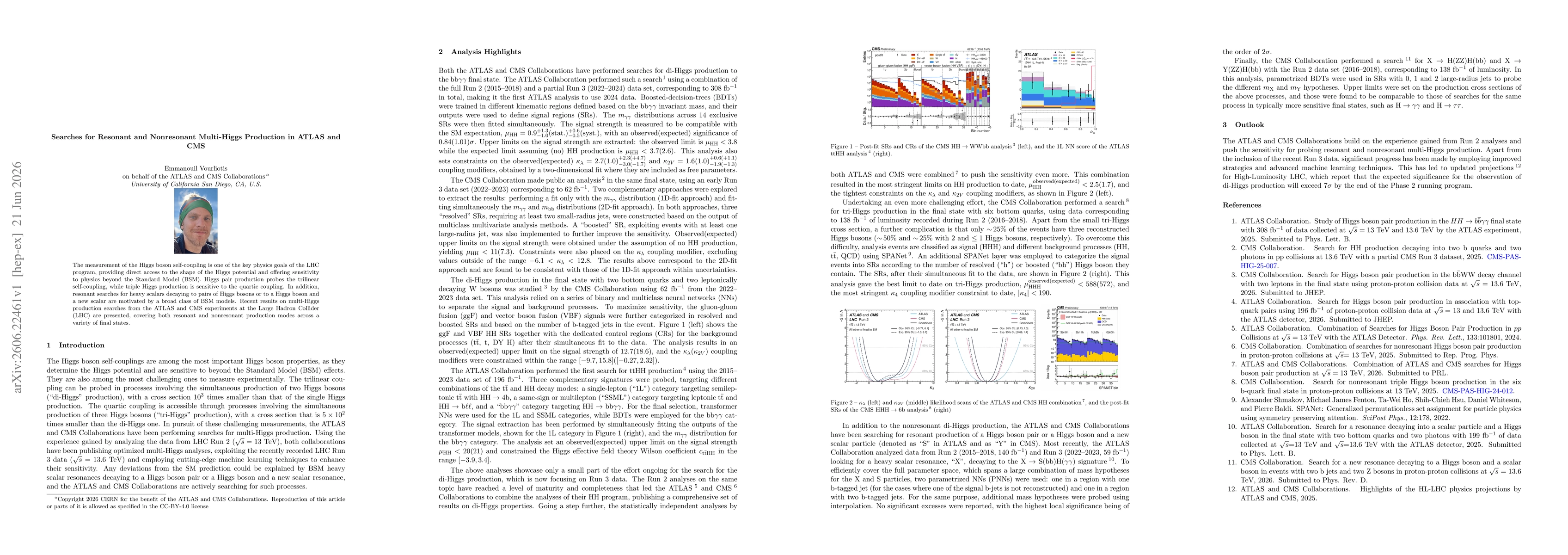 Thumbnail for Searches for resonant and nonresonant multi-Higgs production in ATLAS and CMS