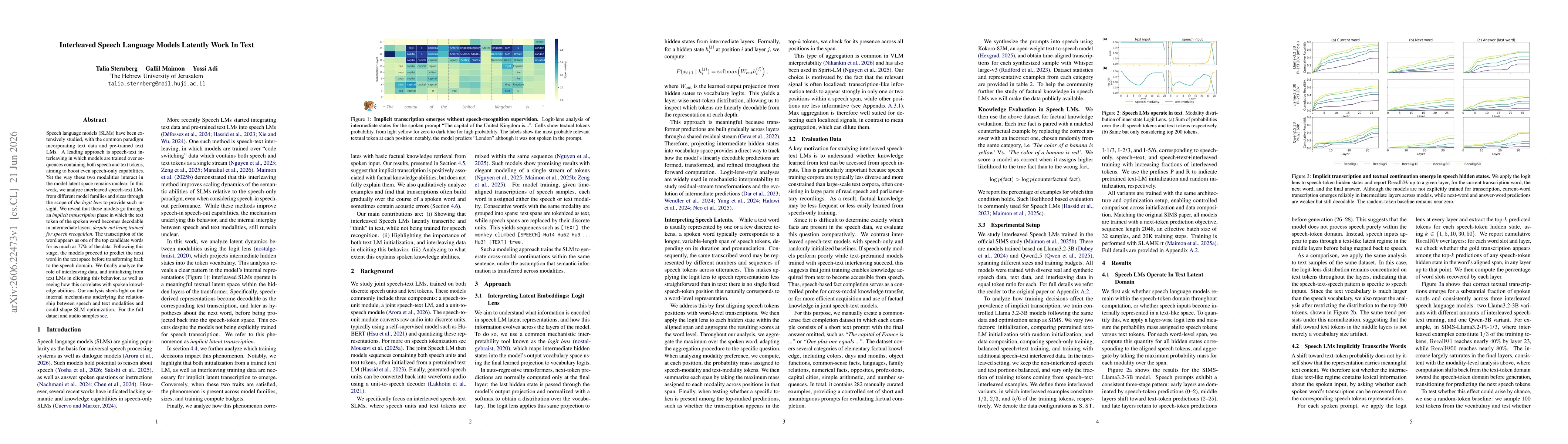 Thumbnail for Interleaved Speech Language Models Latently Work In Text