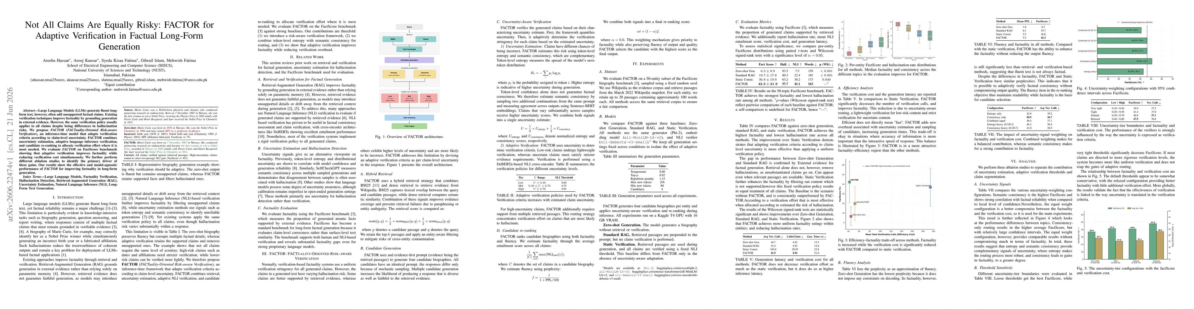 Thumbnail for Not All Claims Are Equally Risky: FACTOR for Adaptive Verification in Factual Long-Form Generation