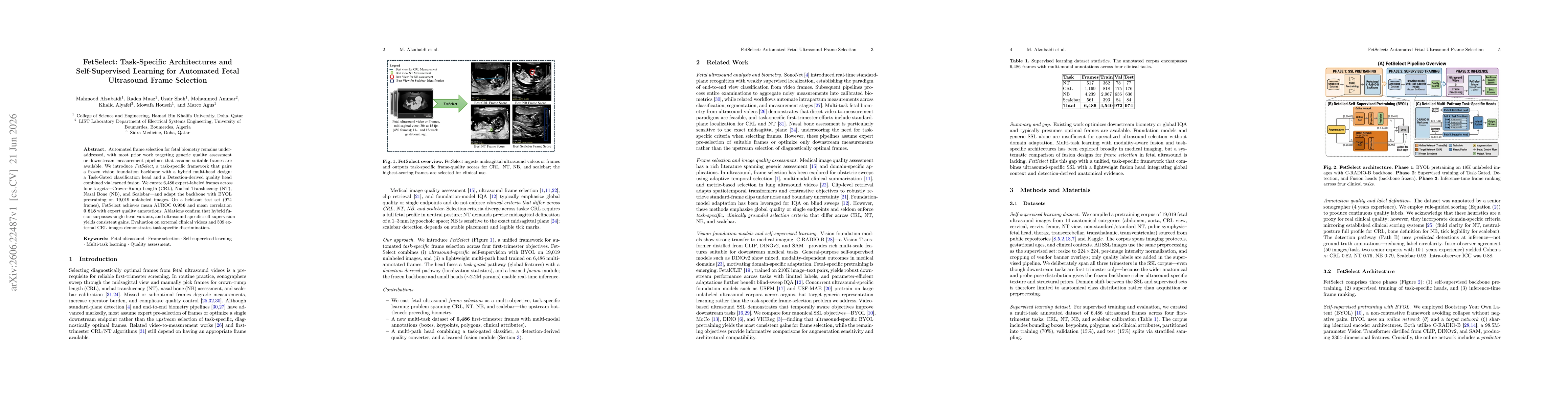 Thumbnail for FetSelect: Task-Specific Architectures and Self-Supervised Learning for Automated Fetal Ultrasound Frame Selection
