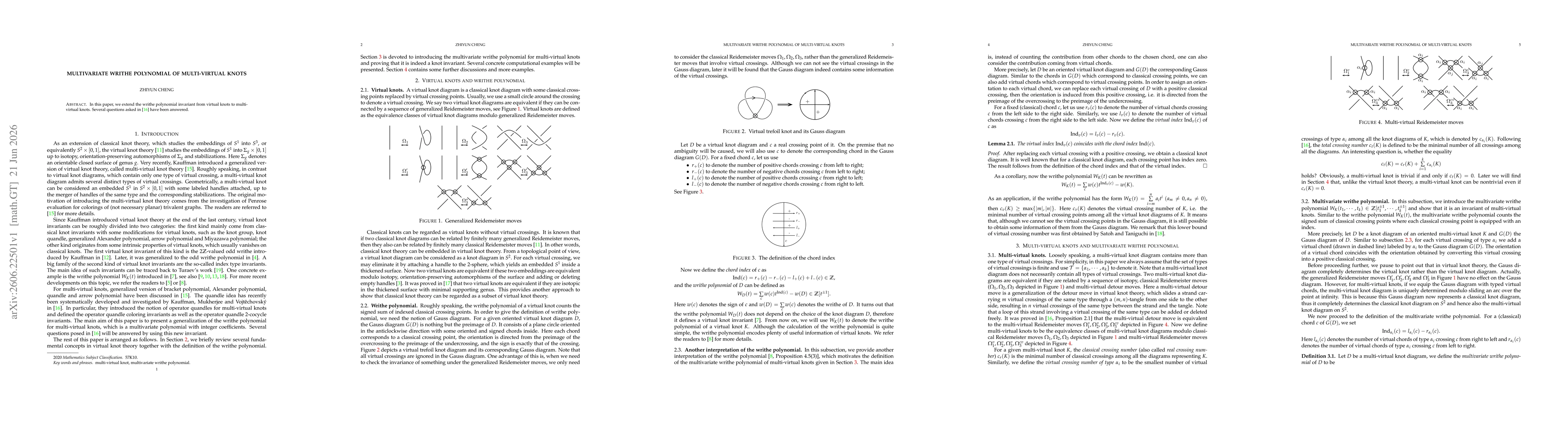 Thumbnail for Multivariate writhe polynomial of multi-virtual knots