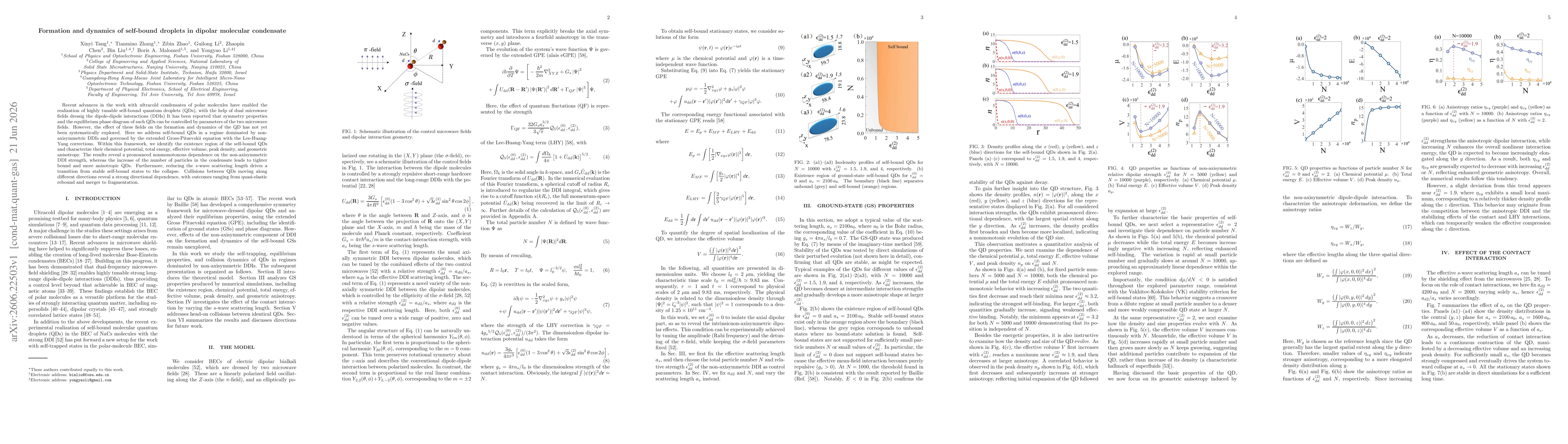 Thumbnail for Formation and dynamics of self-bound droplets in dipolar molecular condensate