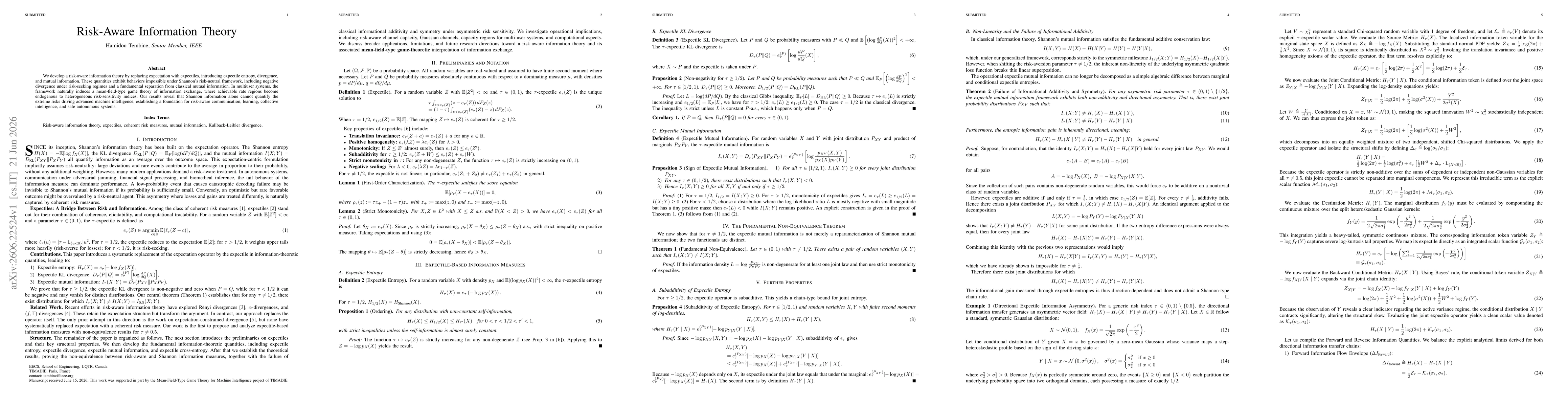 Thumbnail for Risk-Aware Information Theory