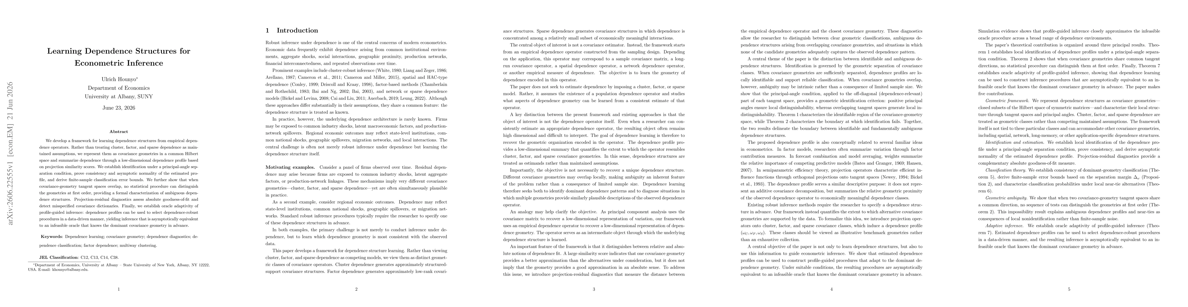 Thumbnail for Learning Dependence Structures for Econometric Inference