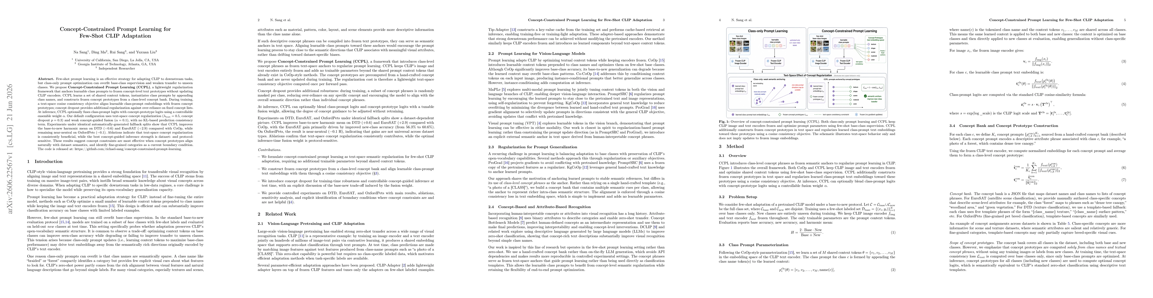 Thumbnail for Concept-Constrained Prompt Learning for Few-Shot CLIP Adaptation
