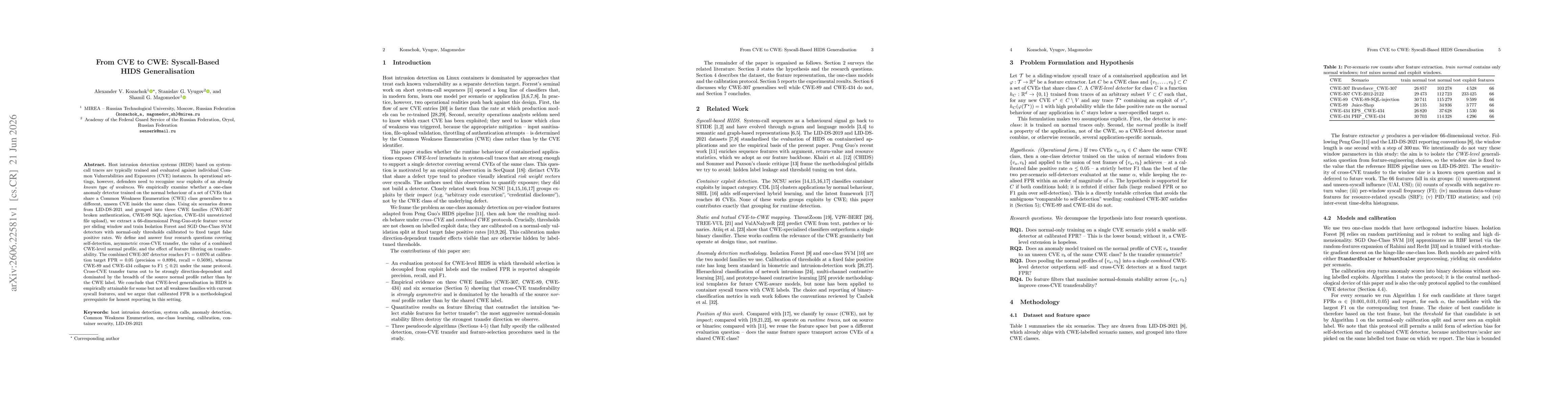 Thumbnail for From CVE to CWE: Syscall-Based HIDS Generalisation