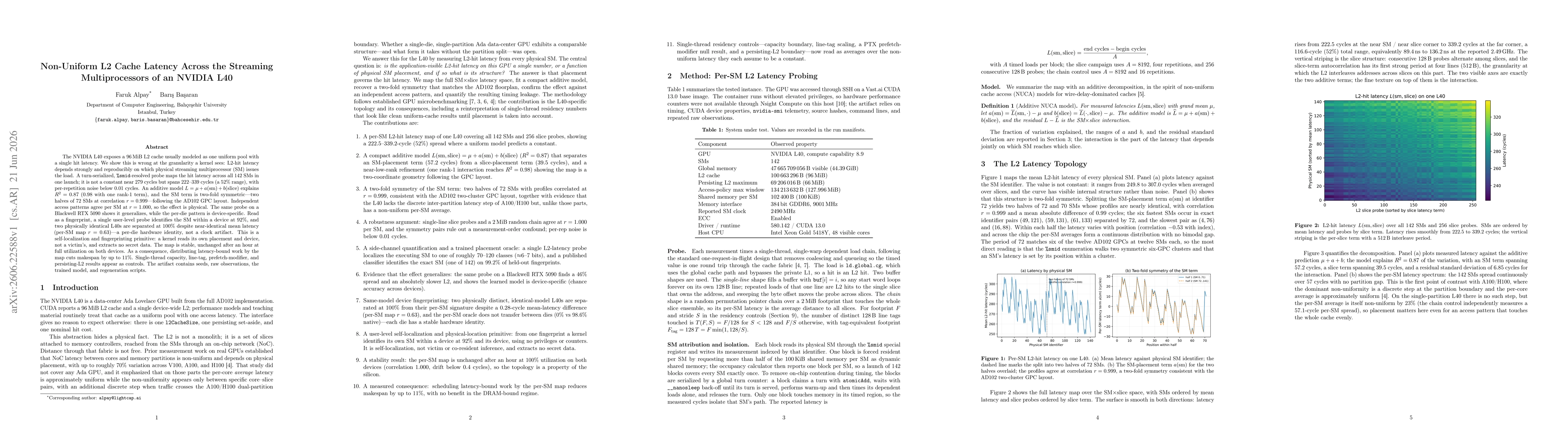 Thumbnail for Non-Uniform L2 Cache Latency Across the Streaming Multiprocessors of an NVIDIA L40
