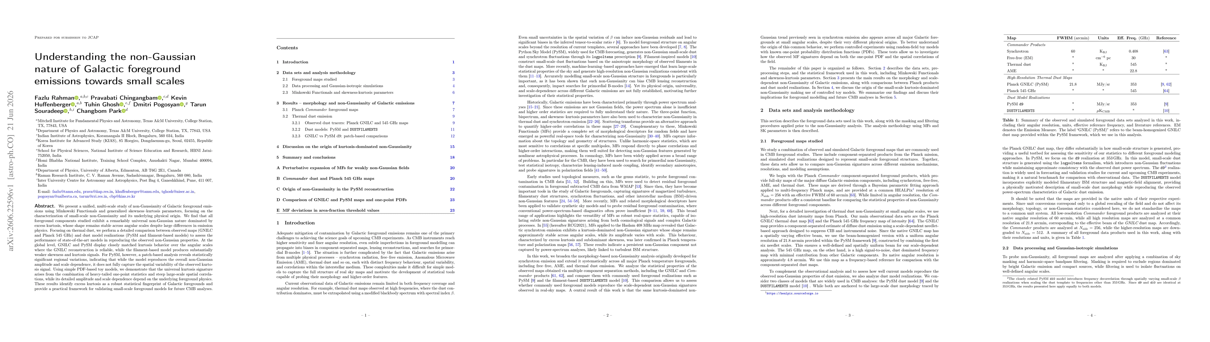 Thumbnail for Understanding the non-Gaussian nature of Galactic foreground emissions towards small scales