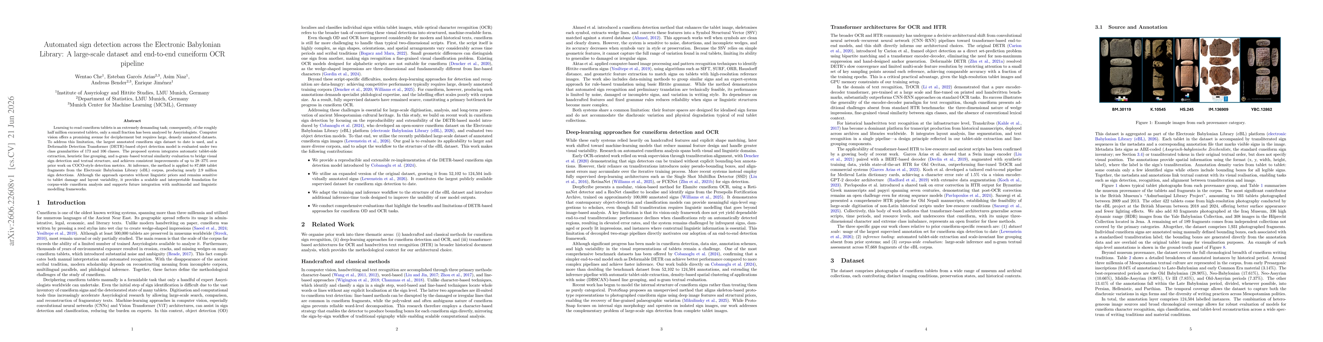 Thumbnail for Automated sign detection across the Electronic Babylonian Library: A large-scale dataset and end-to-end cuneiform OCR pipeline