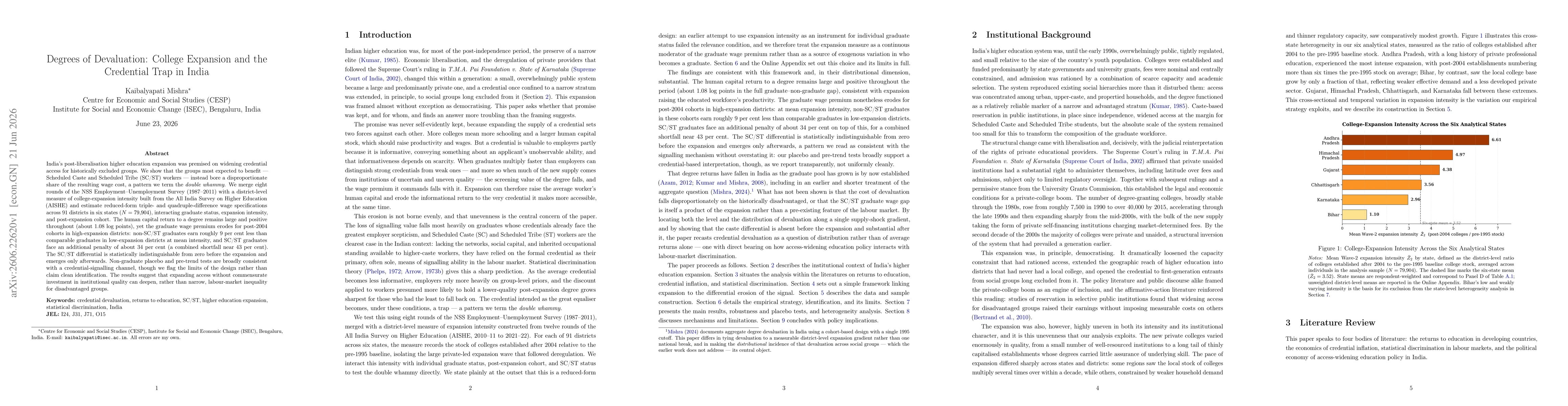 Thumbnail for Degrees of Devaluation: College Expansion and the Credential Trap in India