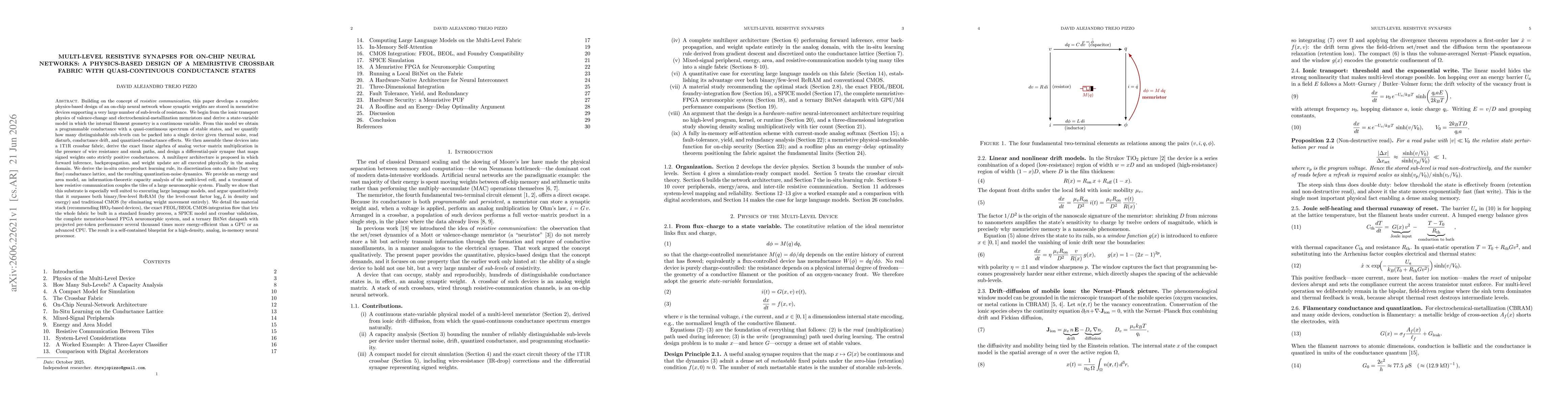 Thumbnail for Multi-Level Resistive Synapses for On-Chip Neural Networks: A Physics-Based Design of a Memristive Crossbar Fabric with Quasi-Continuous Conductance States