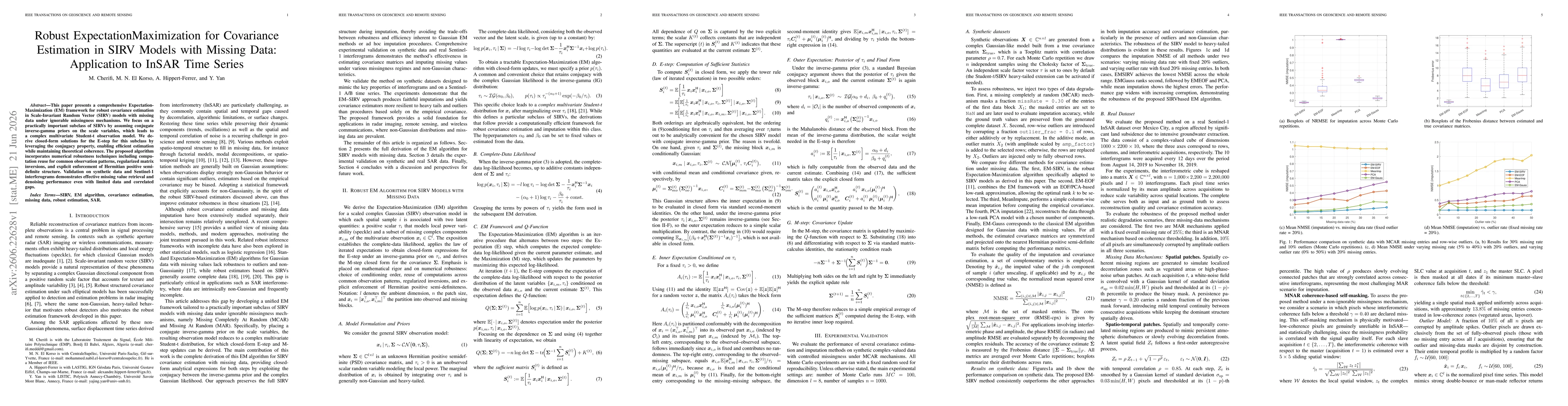 Thumbnail for Robust Expectation-Maximization for Covariance Estimation in SIRV Models with Missing Data: Application to InSAR Time Series