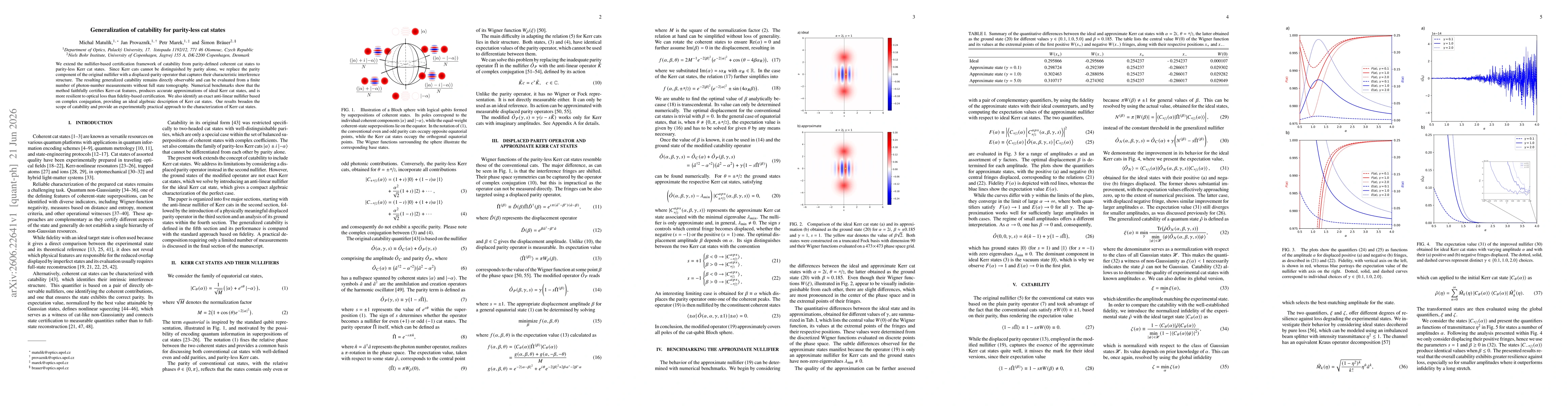 Thumbnail for Generalization of catability for parity-less cat states